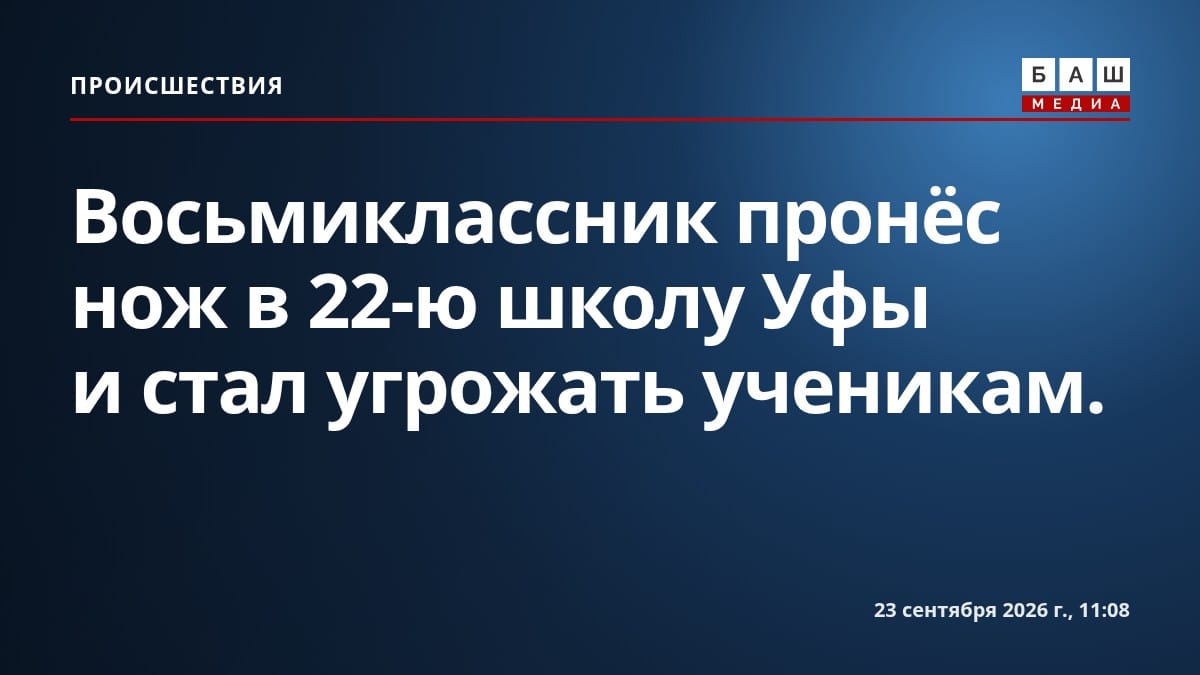 Восьмиклассник пронёс нож в 22-ю школу Уфы и стал угрожать ученикам.