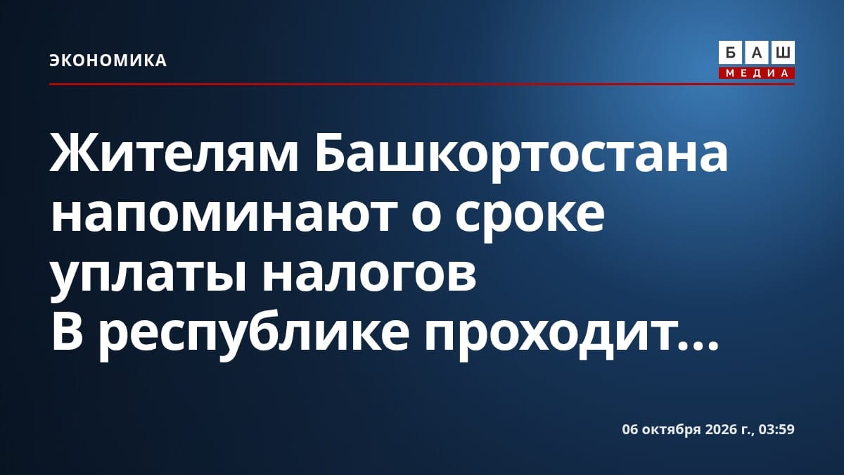 Жителям Башкортостана напоминают о сроке уплаты налогов В республике проходит...