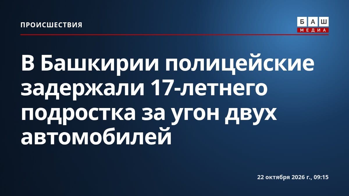 В Башкирии полицейские задержали 17-летнего подростка за угон двух автомобилей