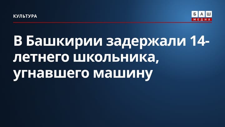 В Башкирии задержали 14-летнего школьника, угнавшего машину