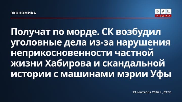 Получат по морде . СК возбудил уголовные дела из-за нарушения неприкосновенности частной жизни Хабирова и скандальной истории с машинами мэрии Уфы