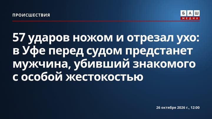 57 ударов ножом и отрезал ухо: в Уфе перед судом предстанет мужчина, убивший знакомого с особой жестокостью